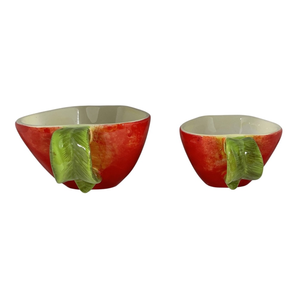 Red Apple Ceramic Measuring Cups Set of 4 Hanging Nesting Kitchen Decor - Picture 4 of 13